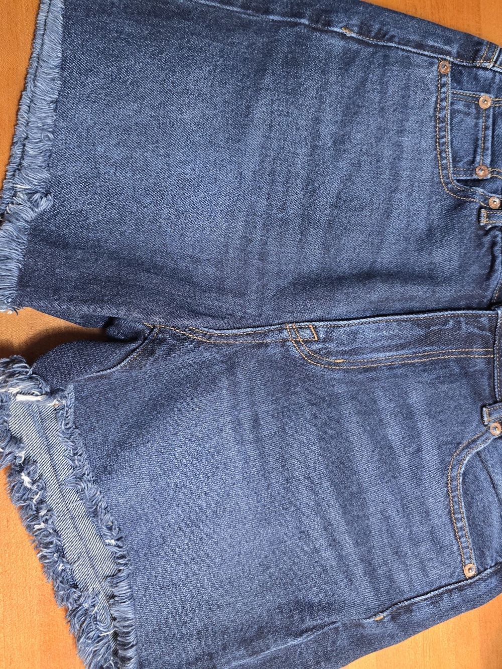 American Eagle Outfitters Dark Blue Frayed Hem Denim Shorts
